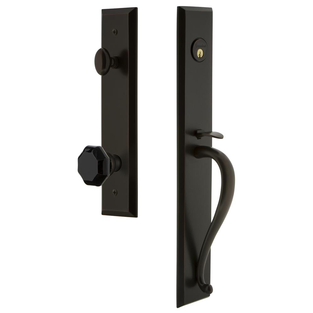 Grandeur by Nostalgic Warehouse FAVSGRLYO Fifth Avenue One-Piece Handleset with S Grip and Lyon Knob in Timeless Bronze