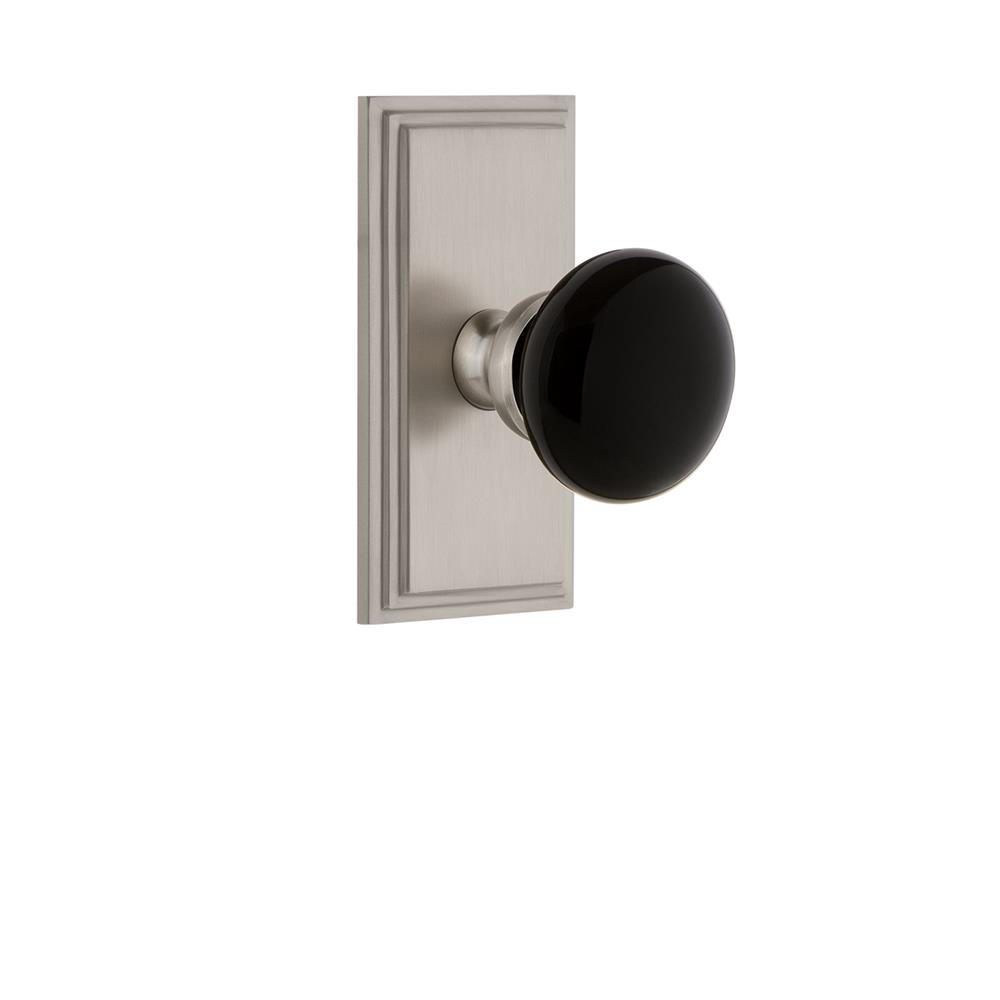 Grandeur by Nostalgic Warehouse CARCOV Carre Plate Passage Coventry Knob in Satin Nickel