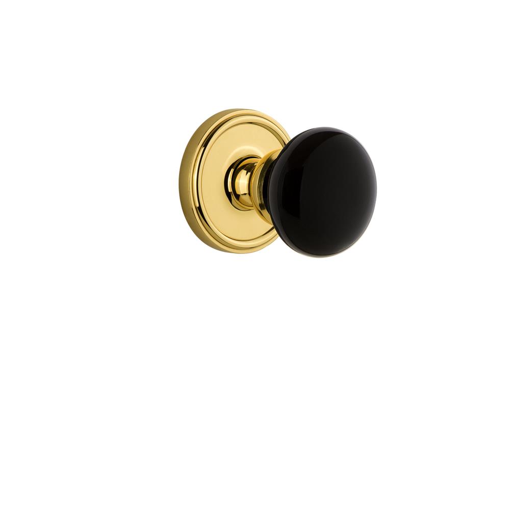 Grandeur by Nostalgic Warehouse GEOCOV Georgetown Rosette Passage Coventry Knob in Polished Brass