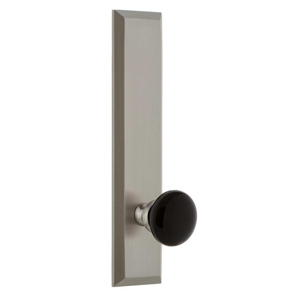 Grandeur by Nostalgic Warehouse FAVCOV Fifth Avenue Plate Passage Tall Plate Coventry Knob in Satin Nickel