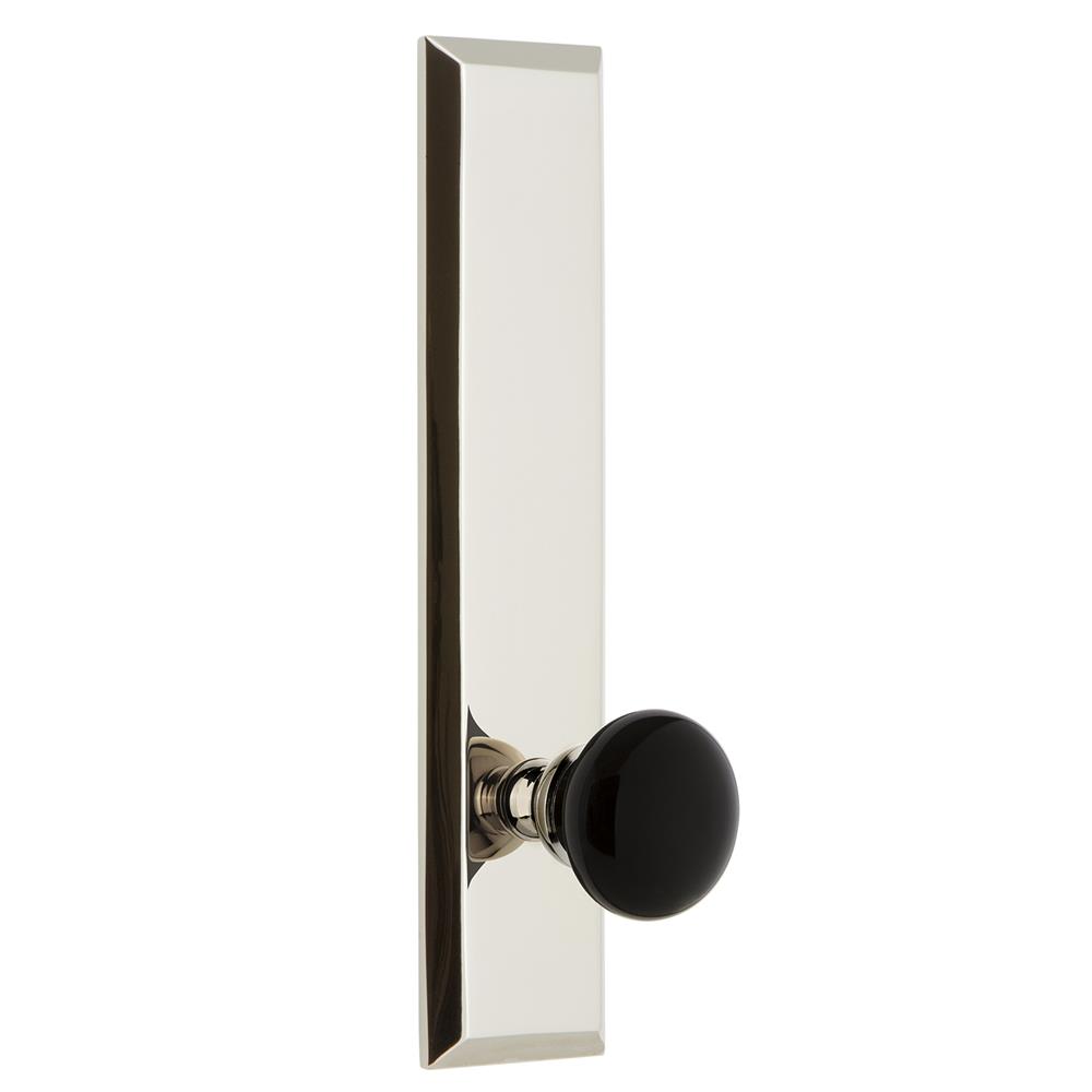 Grandeur by Nostalgic Warehouse FAVCOV Fifth Avenue Plate Privacy Tall Plate Coventry Knob in Polished Nickel