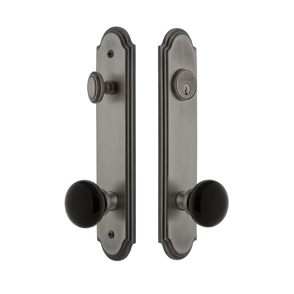 Grandeur by Nostalgic Warehouse ARCCOV Arc Tall Plate Complete Entry Set with Coventry Knob in Antique Pewter