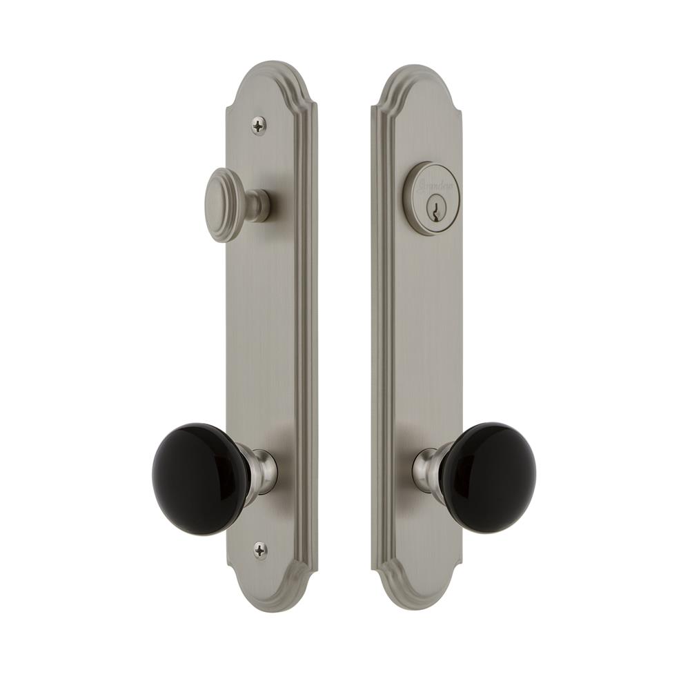 Grandeur by Nostalgic Warehouse ARCCOV Arc Tall Plate Complete Entry Set with Coventry Knob in Satin Nickel