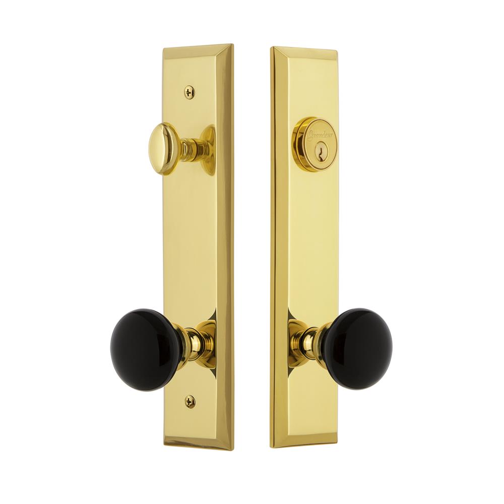 Grandeur by Nostalgic Warehouse FAVCOV Fifth Avenue Tall Plate Complete Entry Set with Coventry Knob in Lifetime Brass
