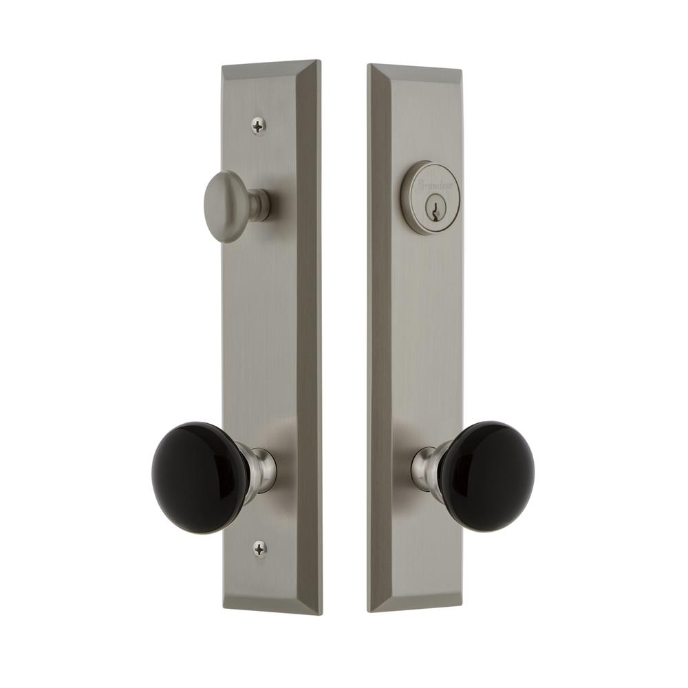 Grandeur by Nostalgic Warehouse FAVCOV Fifth Avenue Tall Plate Complete Entry Set with Coventry Knob in Satin Nickel