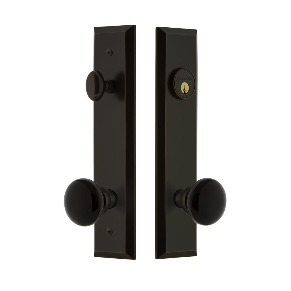 Grandeur by Nostalgic Warehouse FAVCOV Fifth Avenue Tall Plate Complete Entry Set with Coventry Knob in Timeless Bronze