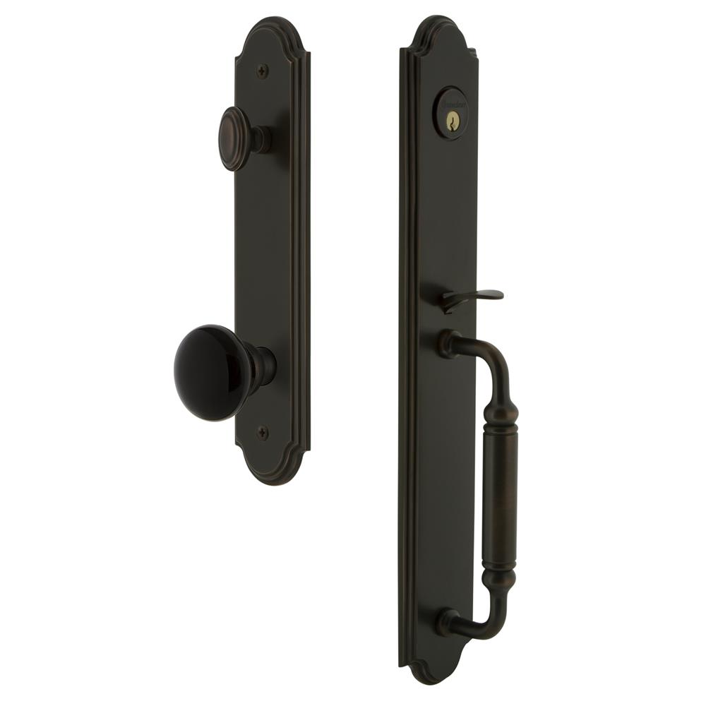 Grandeur by Nostalgic Warehouse ARCCGRCOV Arc One-Piece Handleset with C Grip and Coventry Knob in Timeless Bronze