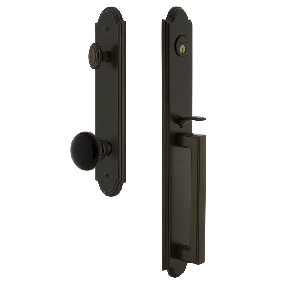Grandeur by Nostalgic Warehouse ARCDGRCOV Arc One-Piece Handleset with D Grip and Coventry Knob in Timeless Bronze