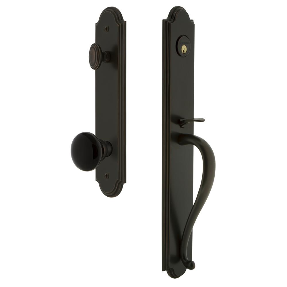 Grandeur by Nostalgic Warehouse ARCSGRCOV Arc One-Piece Handleset with S Grip and Coventry Knob in Timeless Bronze