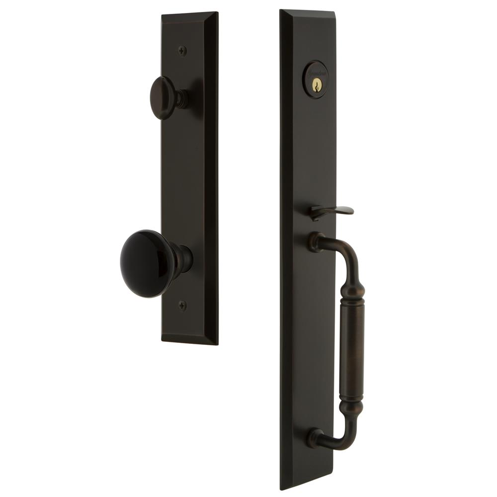 Grandeur by Nostalgic Warehouse FAVCGRCOV Fifth Avenue One-Piece Handleset with C Grip and Coventry Knob in Timeless Bronze