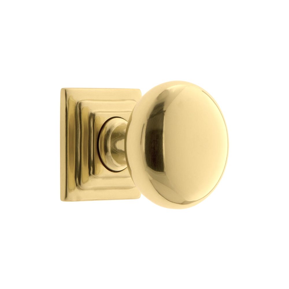 Grandeur CKBCARFAV Grandeur Fifth Avenue 1-3/8” Cabinet Knob with Carré Square Rosette in Polished Brass