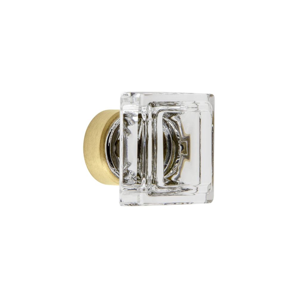 Grandeur CKBCSC Grandeur Carré Crystal 1-1/4” Square Cabinet Knob in Satin Brass