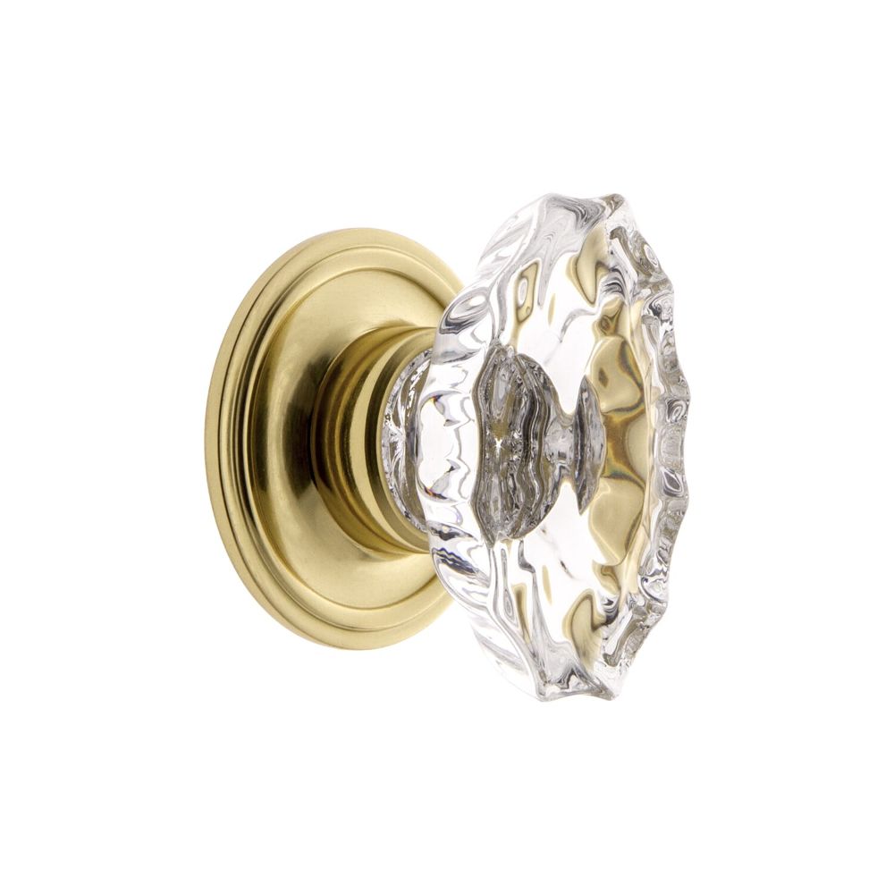 Grandeur CKBGEOBIA Grandeur Biarritz Crystal 1-3/4" Cabinet Knob with Georgetown Rosette in Polished Brass