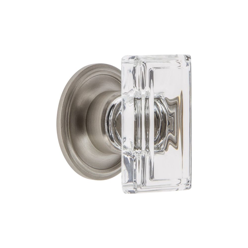 Grandeur CKBGEOCCR Grandeur Carré Crystal 1-3/4” Cabinet Knob with Georgetown Rosette in Satin Nickel