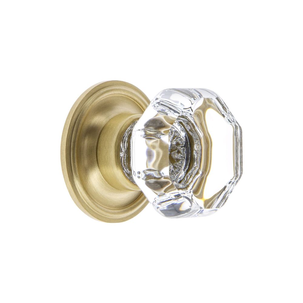 Grandeur CKBGEOCHM Grandeur Chambord Crystal 1-3/8" Cabinet Knob with Georgetown Rosette in Satin Brass