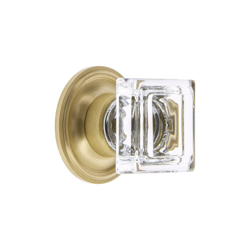 Grandeur CKBGEOCSC Grandeur Carré Crystal 1-1/4" Square Cabinet Knob with Georgetown Rosette in Satin Brass