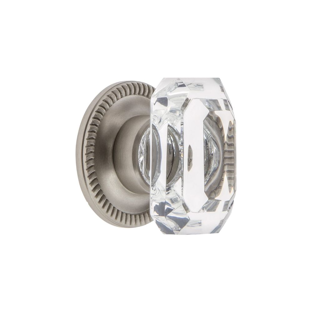 Grandeur CKBNEWBCC40 Grandeur Baguette Clear Crystal 1-9/16" Cabinet Knob with Newport Rosette in Satin Nickel