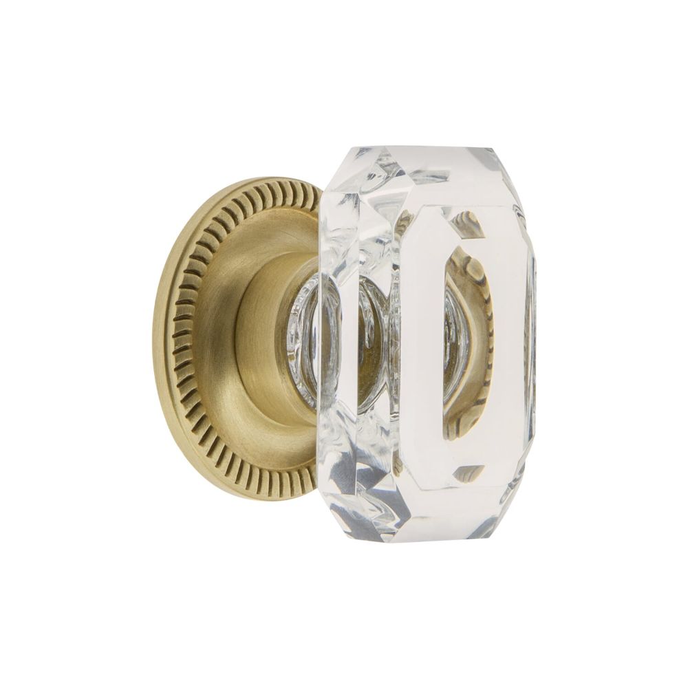 Grandeur CKBNEWBCC45 Grandeur Baguette Clear Crystal 1-3/4" Cabinet Knob with Newport Rosette in Satin Brass