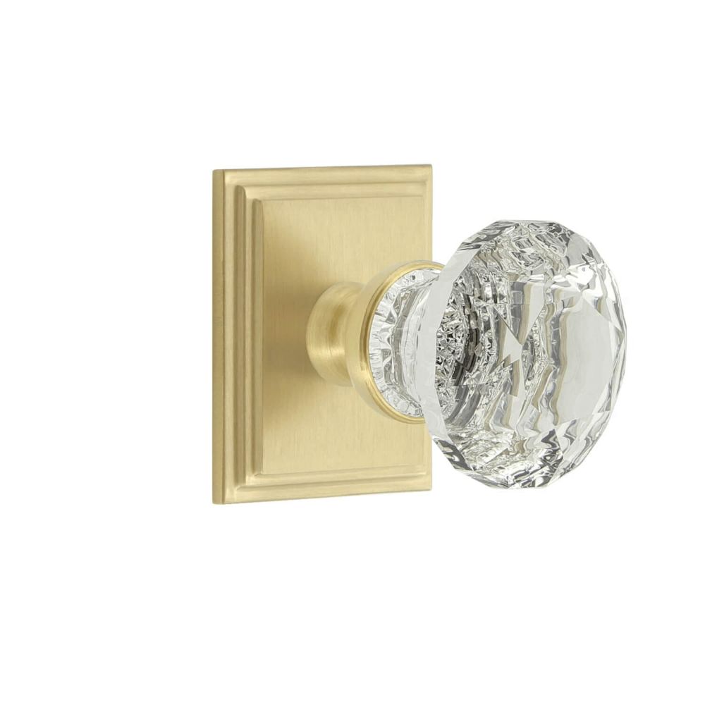 Grandeur CSQBLT-SB Grandeur Carré Square Rosette Privacy with Brilliant Crystal Knob in Satin Brass