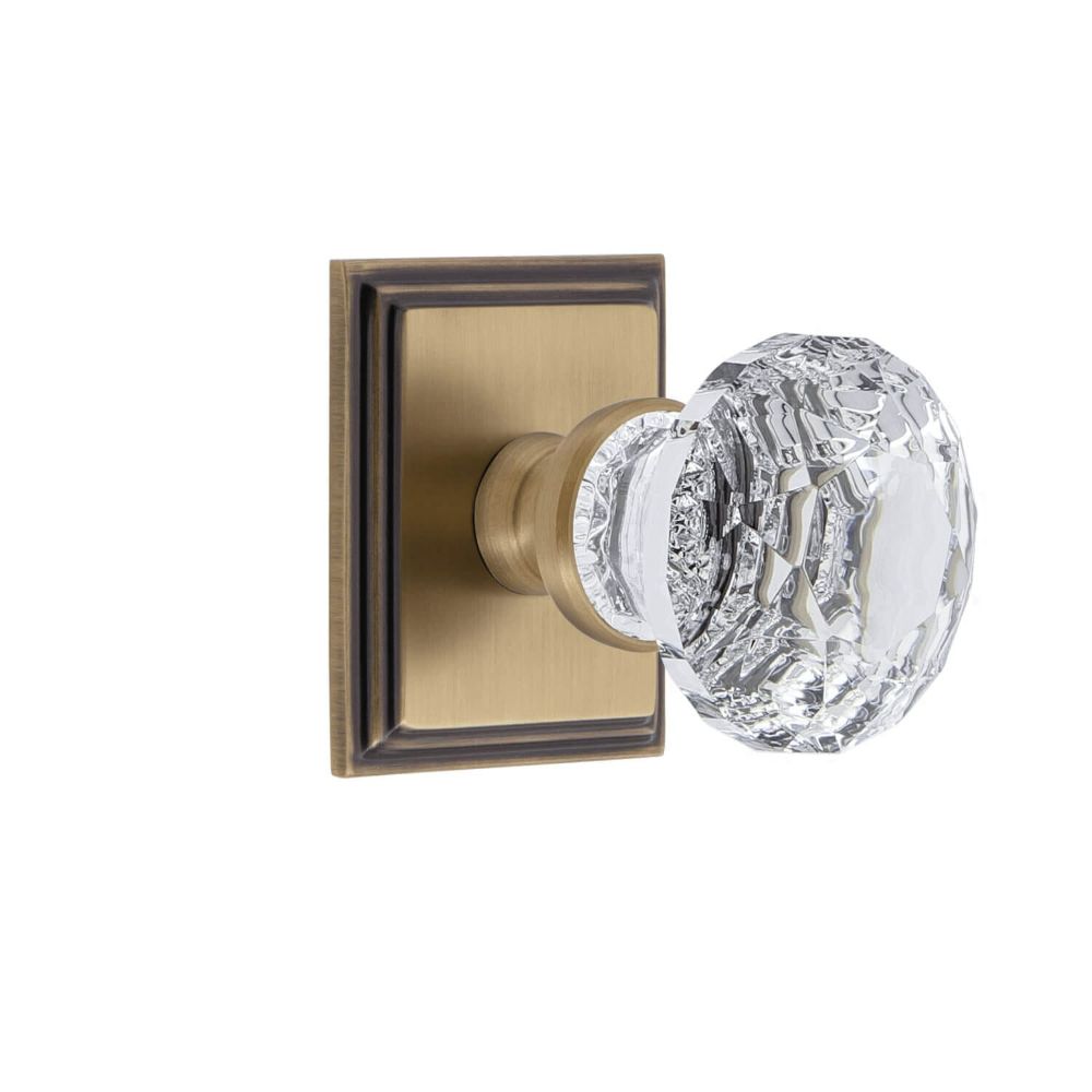 Grandeur CSQBLT-VB Grandeur Carré Square Rosette Privacy with Brilliant Crystal Knob in Vintage Brass