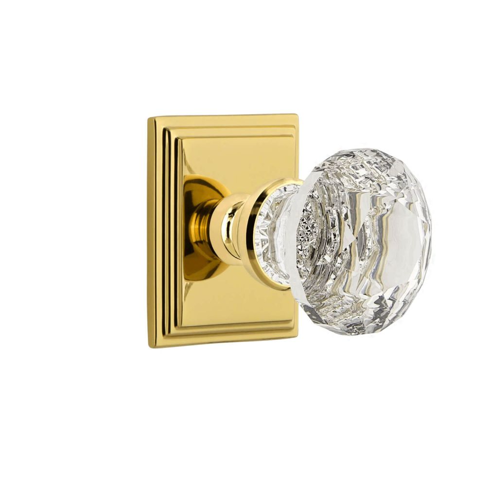 Grandeur CSQBLT_LB Grandeur Carré Square Rosette Privacy with Brilliant Crystal Knob in Lifetime Brass