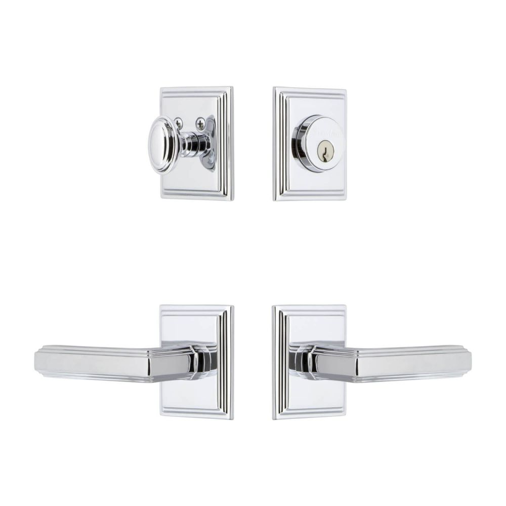 Grandeur CSQEXTCRL-BC Grandeur Carre Square Rosette Entry Set with Carre Lever in Bright Chrome