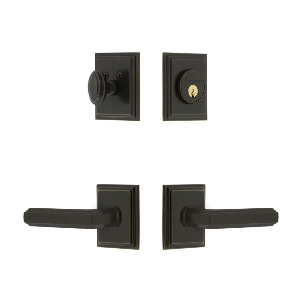 Grandeur CSQEXTCRL-TB Grandeur Carre Square Rosette Entry Set with Carre Lever in Timeless Bronze