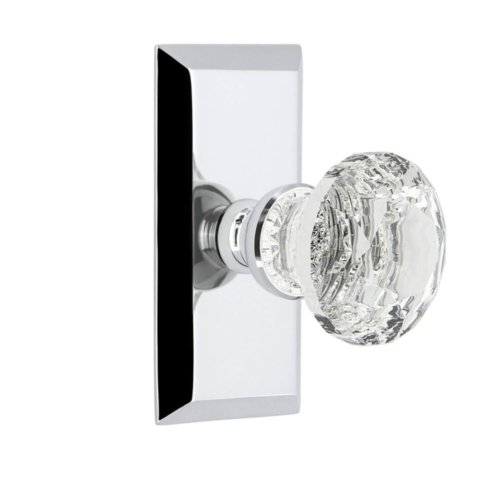 Grandeur FSPBLT-BC Grandeur Fifth Avenue Short Plate Privacy with Brilliant Crystal Knob in Bright Chrome