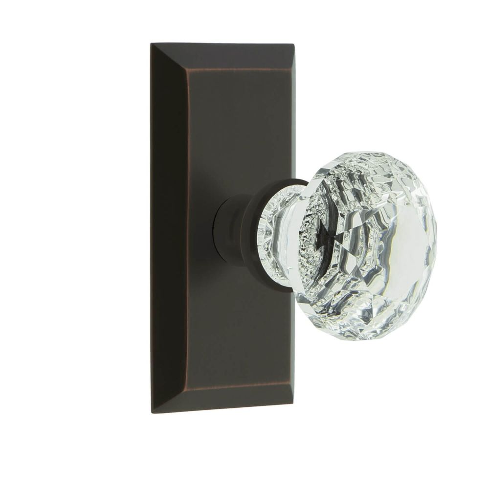 Grandeur FSPBLT-TB Grandeur Fifth Avenue Short Plate Privacy with Brilliant Crystal Knob in Timeless Bronze