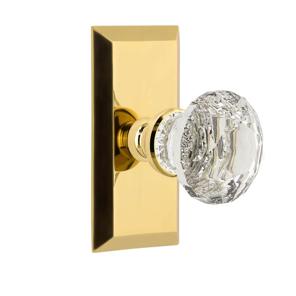 Grandeur FSPBLT_LB Grandeur Fifth Avenue Short Plate Privacy with Brilliant Crystal Knob in Lifetime Brass