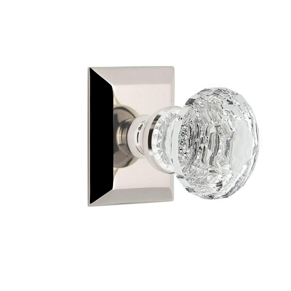 Grandeur FSQBLT-PN Grandeur Fifth Avenue Square Rosette Passage with Brilliant Crystal Knob in Polished Nickel