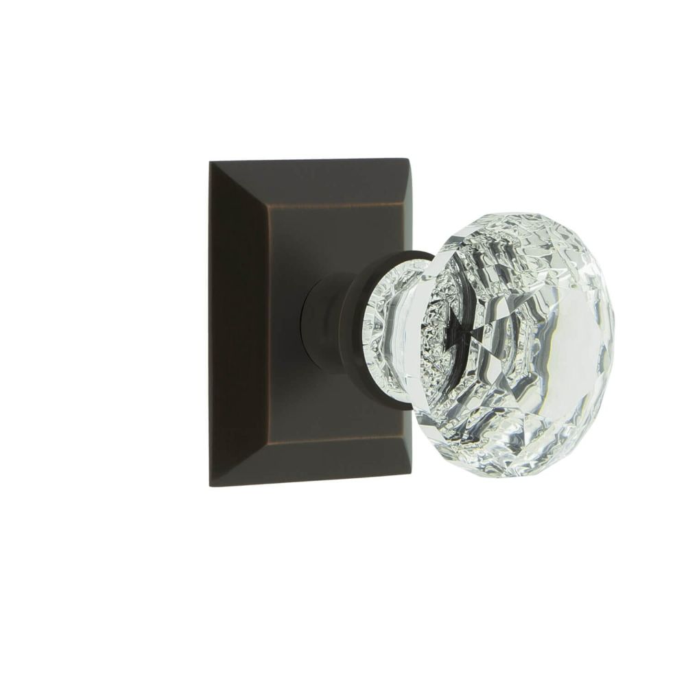 Grandeur FSQBLT-TB Grandeur Fifth Avenue Square Rosette Double Dummy with Brilliant Crystal Knob in Timeless Bronze