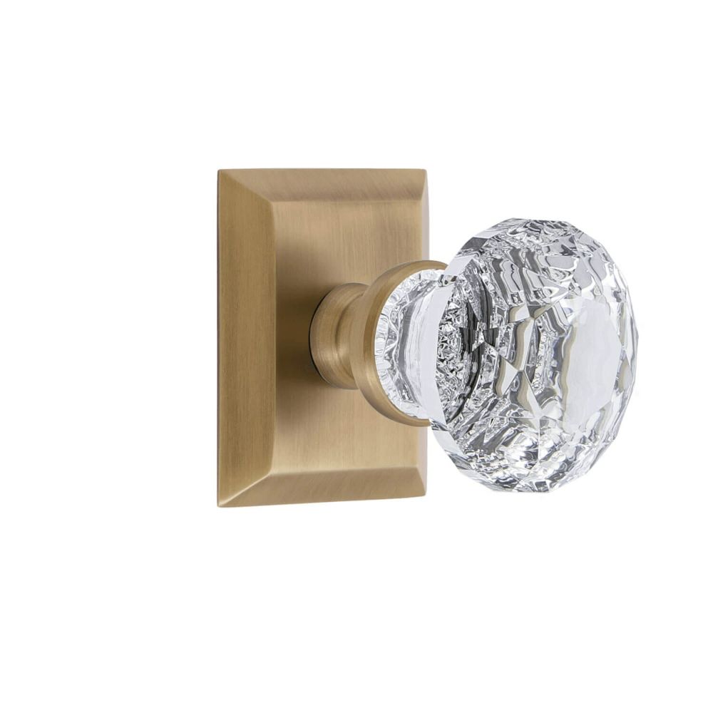 Grandeur FSQBLT-VB Grandeur Fifth Avenue Square Rosette Privacy with Brilliant Crystal Knob in Vintage Brass