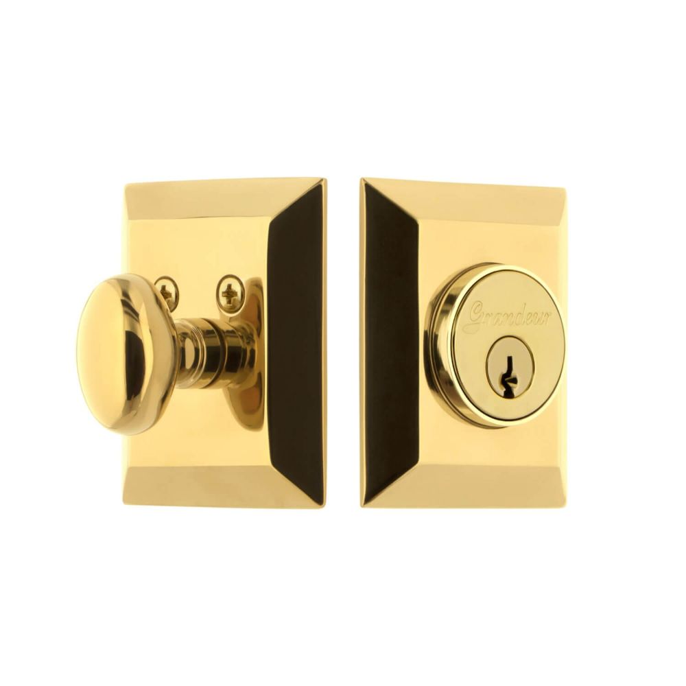 Grandeur FSQSGL-LB Grandeur Fifth Avenue Square Single Cylinder Deadbolt in Lifetime Brass