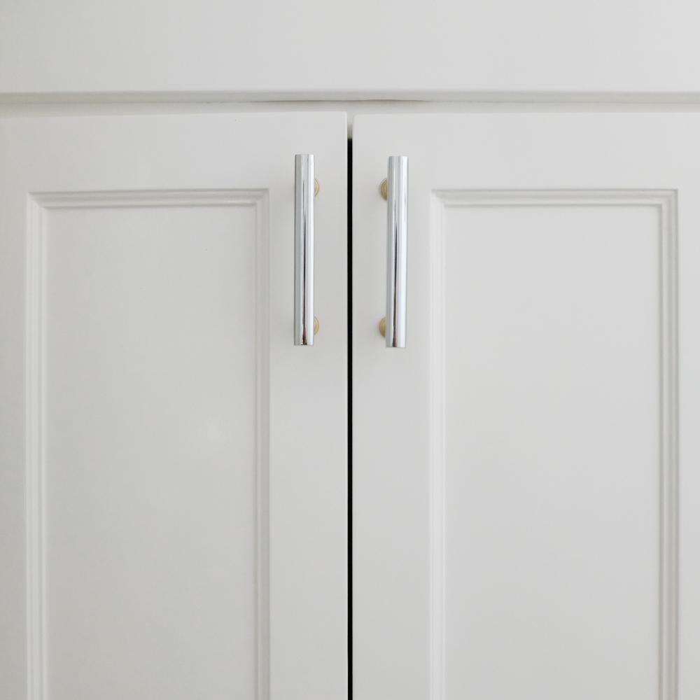HAPNY M564-CSB 96mm Cabinet Pull in Polished Chrome Top, Satin Brass Stems