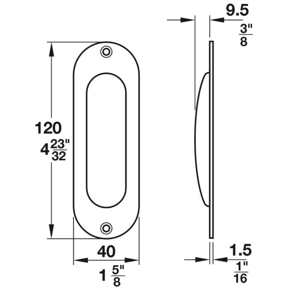 Hafele 902.00.320 Flush Pull Handles for Sliding Doors Prepped for Profile Cylinder in Matt