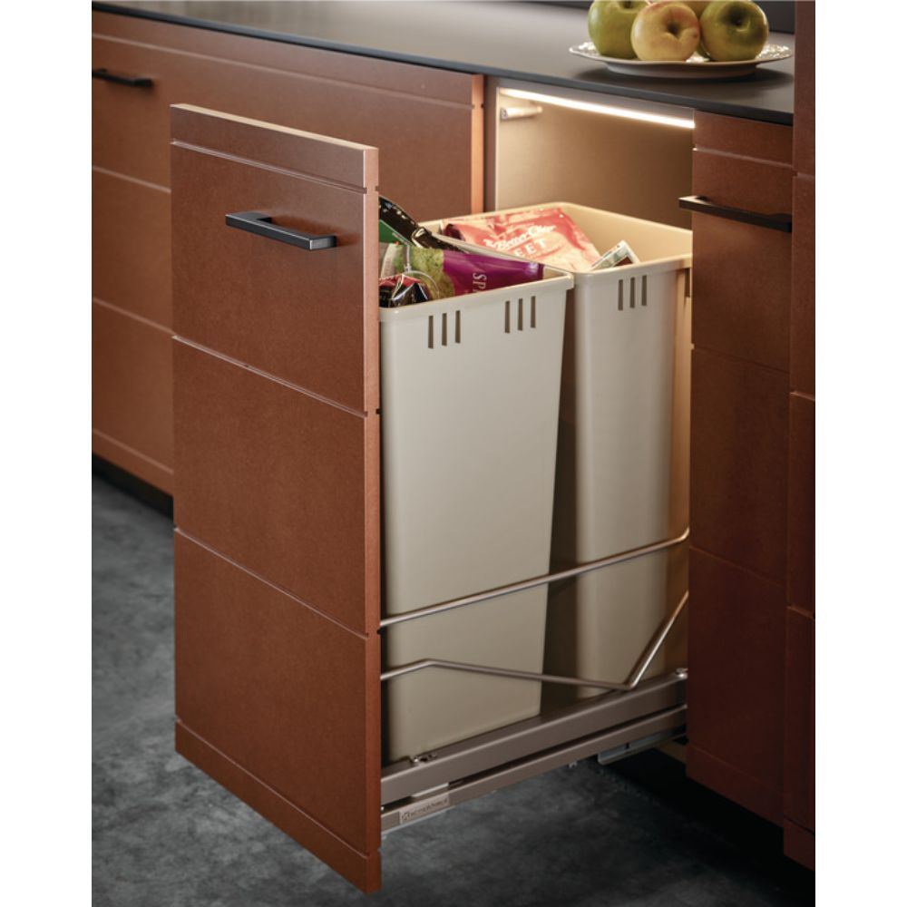 Hafele 502.56.950 Kesse Double Trash Pull-Out Bulk in Silver Powder Coated