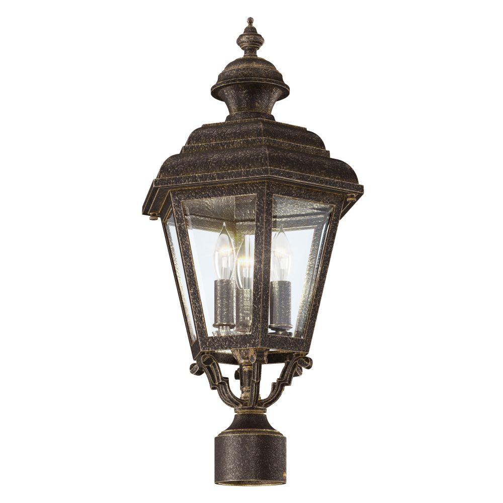 Hanover Lantern B9330-ABS Jamestown Medium Post Mount Light in Antique Brass