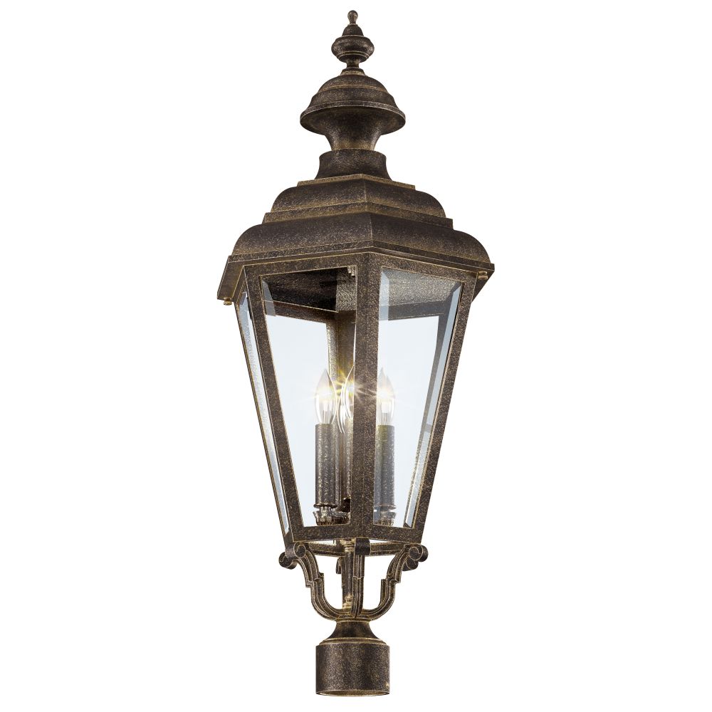 Hanover Lantern B9430-ABS Jamestown Large Post Mount Light in Antique Brass