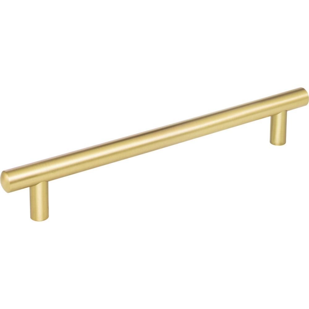 Jeffrey Alexander by Hardware Resources 242BG Key West Cabinet Pull 242 mm (9-1/2") Overall Length 9/16" Diameter Steel Cabinet Bar Pull. Holes are 192 mm center-to-center. Finish in Brushed Gold