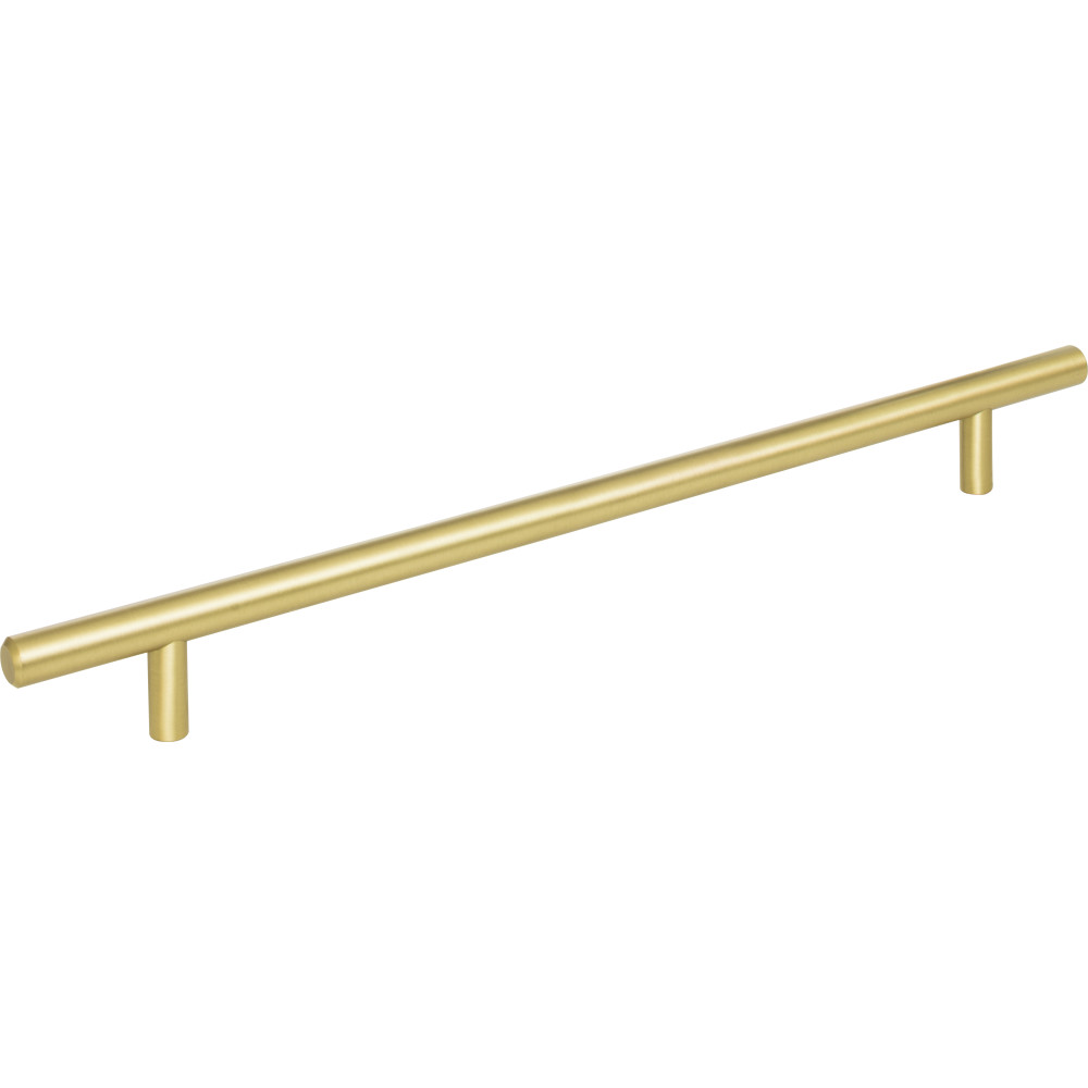 Elements by Hardware Resources 336BG Naples Cabinet Pull 336 mm (13-1/4") Overall Length 7/16" Diameter Steel Cabinet Bar Pull with Beveled Ends. Holes are 256 mm center-to-center. Finish in Brushed Gold