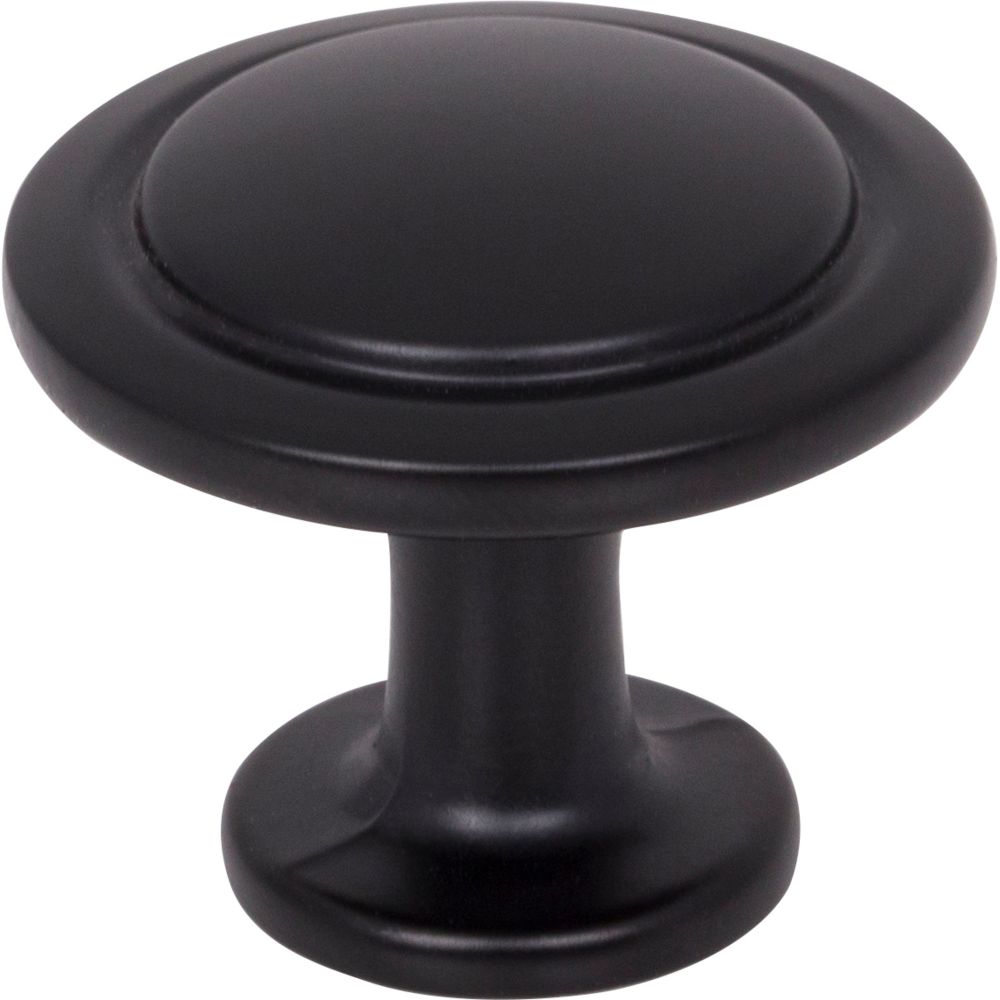 Hardware Resources 3960-MB 1-1/4" Diameter Matte Black Round Button Gatsby Cabinet Knob in Matte Black