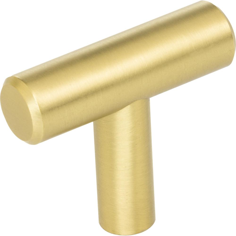 Elements by Hardware Resources 40BG Naples Cabinet "T" Pull 40 mm (1-9/16") Overall Length 7/16" Diameter Steel Cabinet Bar Pull "T" Knob with Beveled Ends. Finish in Brushed Gold