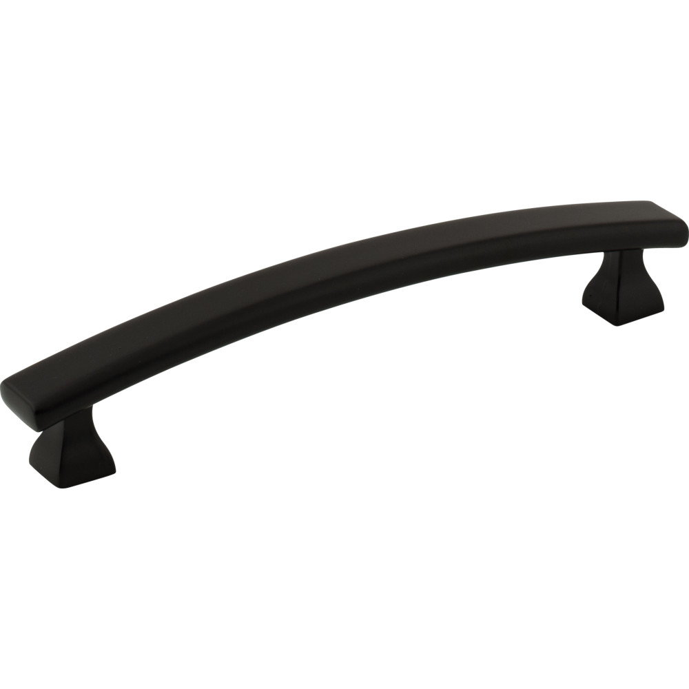 Elements by Hardware Resources 449-128MB Hadly Cabinet Pull 6-1/16" Overall Length. Holes are 128 mm center-to-center. Finish in Matte Black