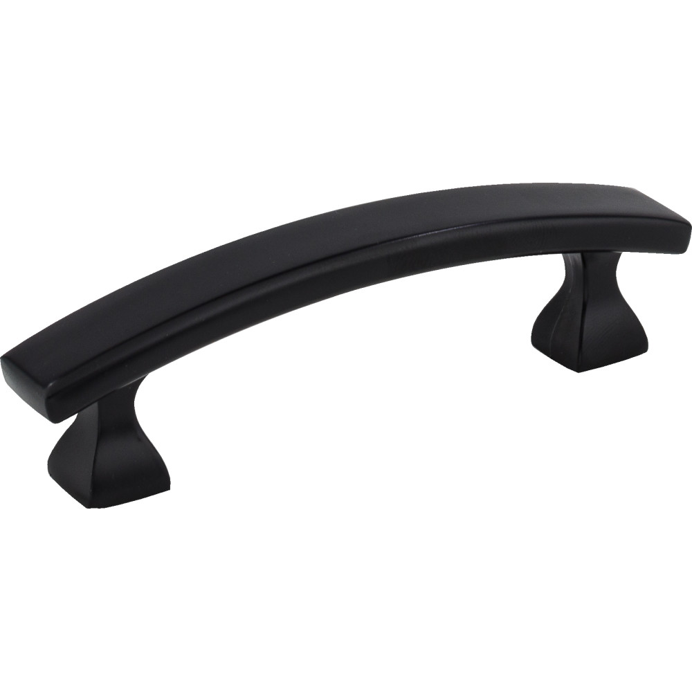 Elements by Hardware Resources 449-3MB Hadly Cabinet Pull 4" Overall Length. Holes are 3" center-to-center. Finish in Matte Black
