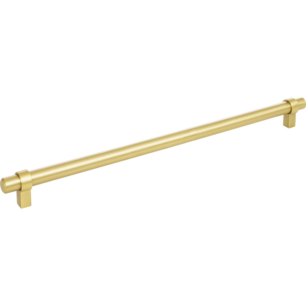 Jeffrey Alexander by Hardware Resources 5319BG Key Grande Cabinet Pull 14-1/8" Overall Length Bar. Holes are 319 mm center-to-center. Finish in Brushed Gold