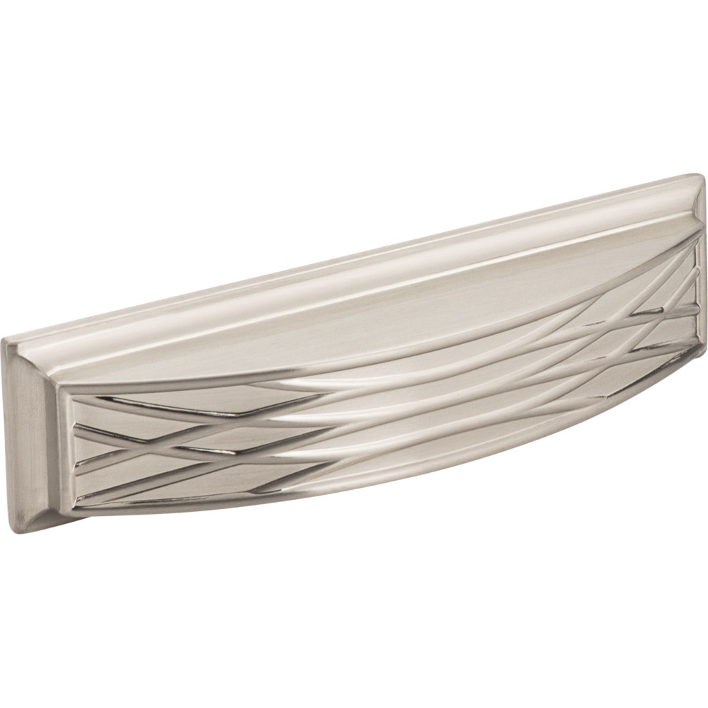 Jeffrey Alexander by Hardware Resources 536-96SN 5" Overall Length Lined Cup Cabinet Pull.  Holes are 96mm ce