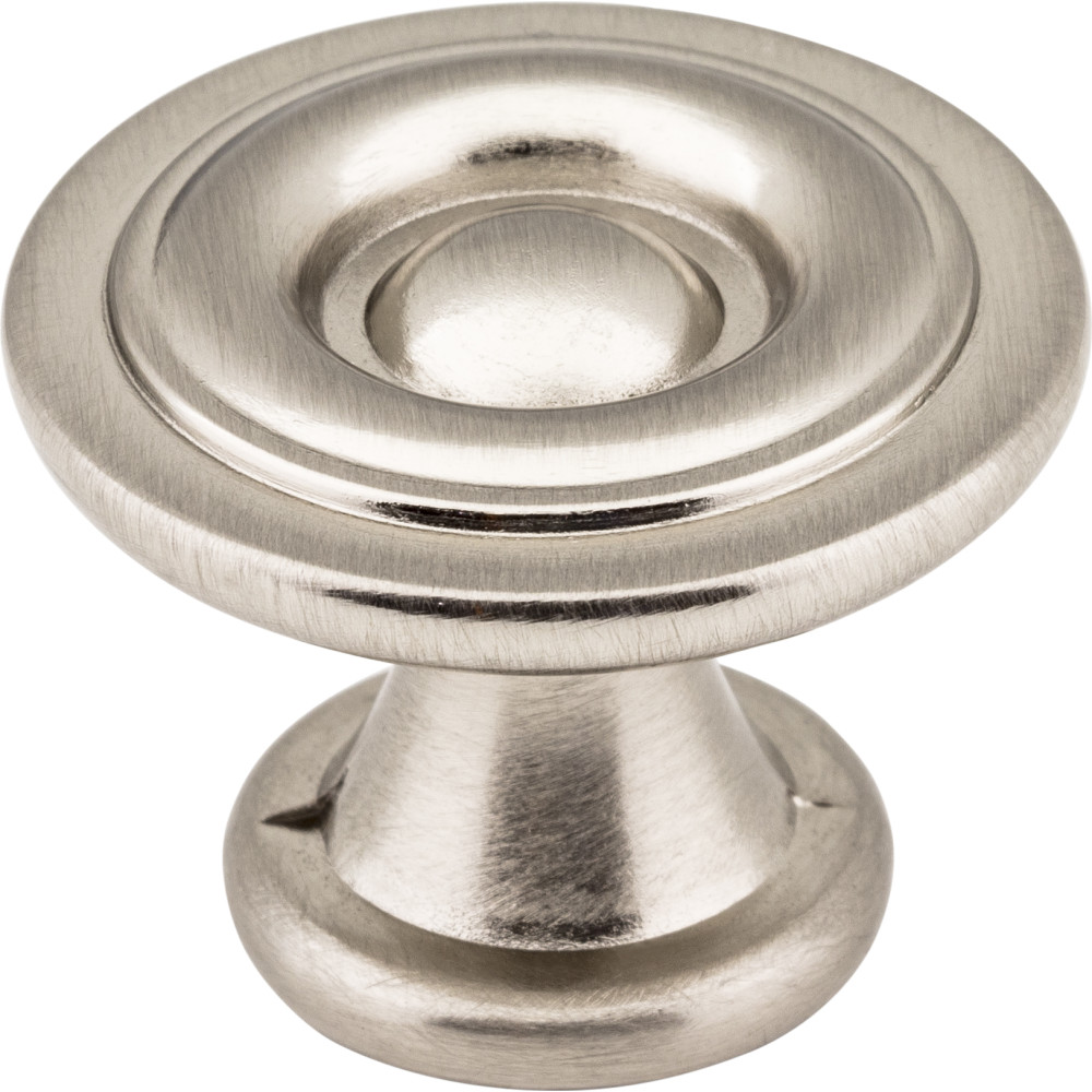 Elements by Hardware Resources 575SN 1-3/16" Dia Modern Cabinet Knob with one 8/32" x 1" screw.  