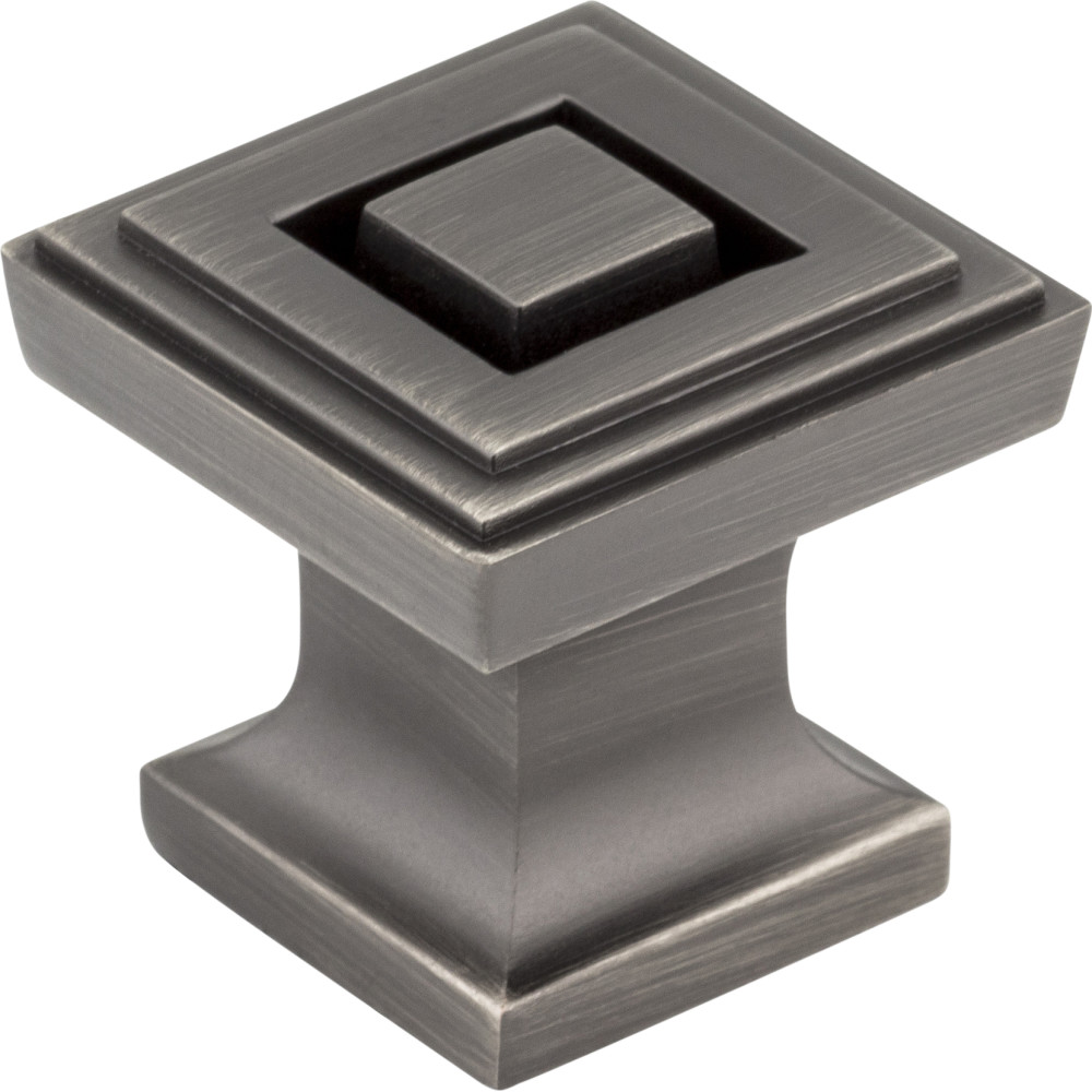 Jeffrey Alexander by Hardware Resources 585BNBDL 1" Overall Length Zinc Die Cast Square Cabinet Knob.  Packag