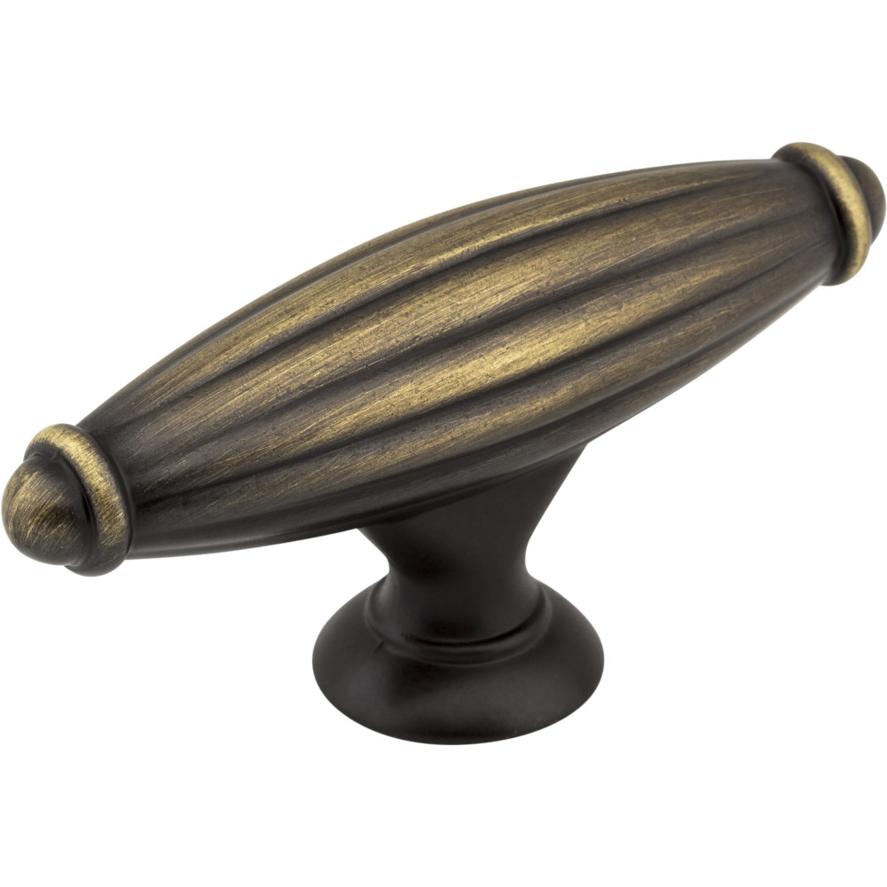 Jeffrey Alexander by Hardware Resources 618ABSB 2-5/8" Overall Length Ribbed Cabinet Knob. Packaged wi      